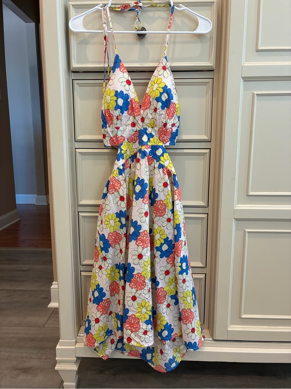 easel Floral Sundress in Blue, Yellow & Coral